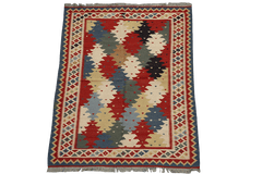 156x211 cm Qashqai Kilim Tribal Wool Rug Handmade Multi-Coloured - Rugoutlet