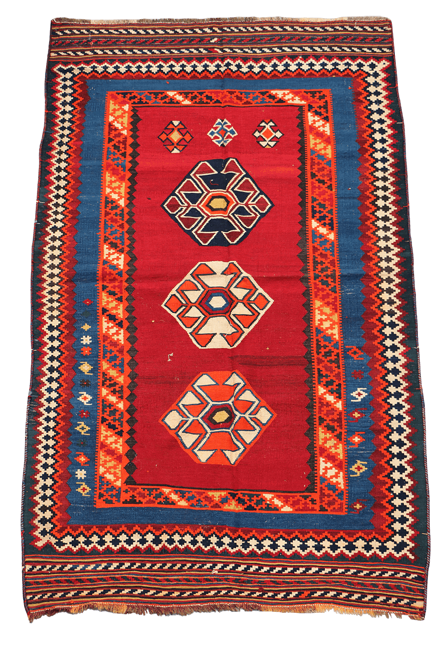 252x153 cm Antique Qashqai Kilim Tribal Wool Rug Handmade Red - Rugoutlet