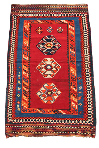 252x153 cm Antique Qashqai Kilim Tribal Wool Rug Handmade Red - Rugoutlet