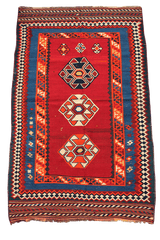 252x153 cm Antique Qashqai Kilim Tribal Wool Rug Handmade Red - Rugoutlet