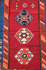 252x153 cm Antique Qashqai Kilim Tribal Wool Rug Handmade Red - Rugoutlet