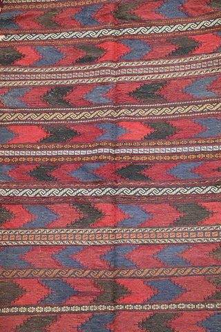 277x127 cm Antique Afghan Kilim Tribal Wool Rug Handmade Maroon - Rugoutlet