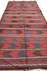 277x127 cm Antique Afghan Kilim Tribal Wool Rug Handmade Maroon - Rugoutlet