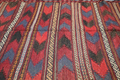 277x127 cm Antique Afghan Kilim Tribal Wool Rug Handmade Maroon - Rugoutlet