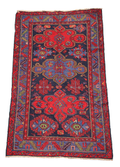 266x154cm Antique Turkish Kilim Sumak Wool Rug Handmade Blue Red - Rugoutlet