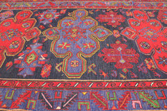 266x154cm Antique Turkish Kilim Sumak Wool Rug Handmade Blue Red - Rugoutlet