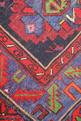 266x154cm Antique Turkish Kilim Sumak Wool Rug Handmade Blue Red - Rugoutlet