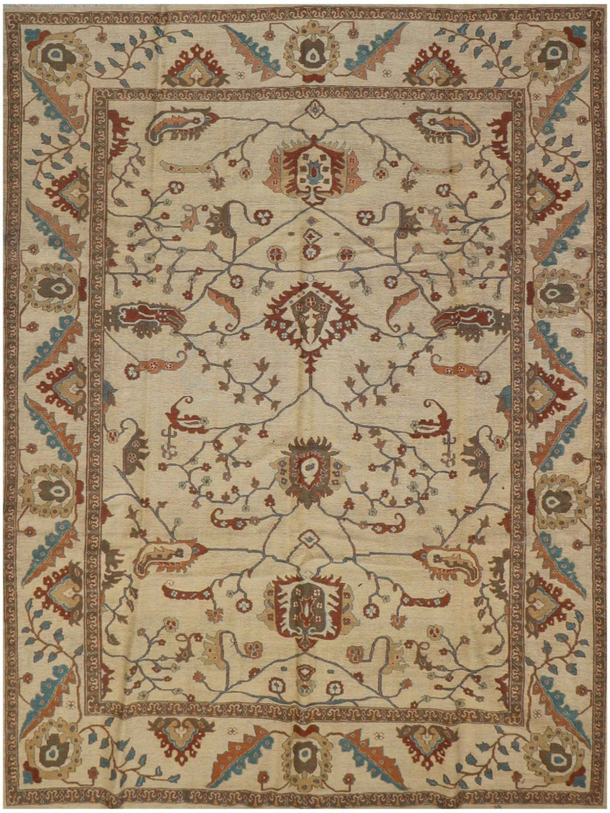 302x232 cm Fine Ziegler Sumak Wool Rug Handmade Beige - Rugoutlet