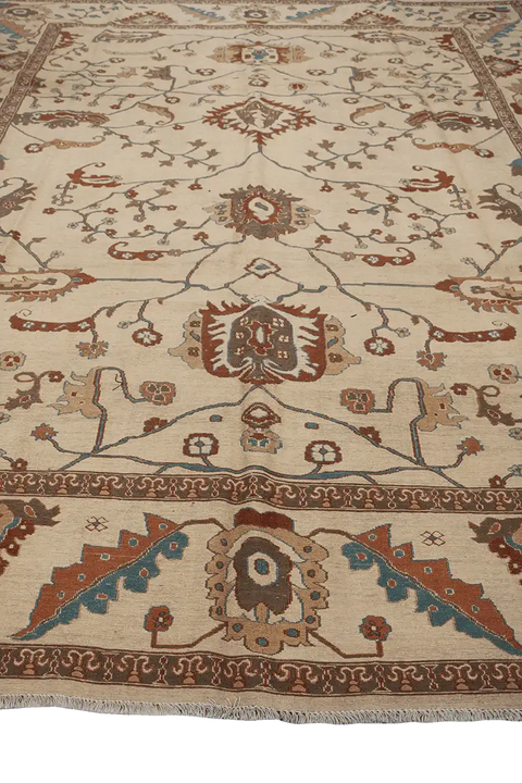 302x232 cm Fine Ziegler Sumak Wool Rug Handmade Beige - Rugoutlet