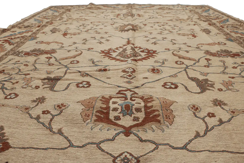 302x232 cm Fine Ziegler Sumak Wool Rug Handmade Beige - Rugoutlet