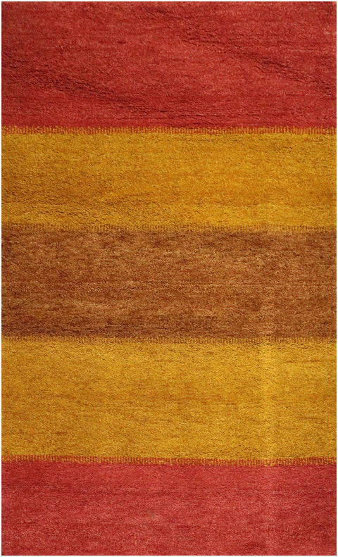 176 x 122 (5.77 x 4.00 ft) cm Gabbeh Tribal Wool Rugs Hand Knotted Red Yellow Colour - Rugoutlet