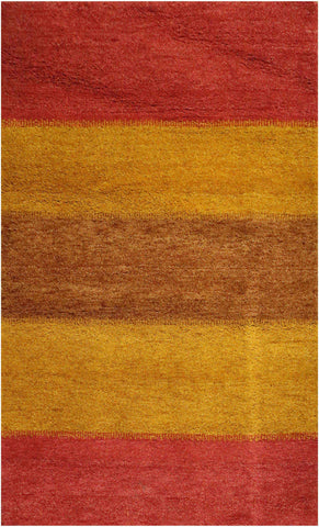 176 x 122 (5.77 x 4.00 ft) cm Gabbeh Tribal Wool Rugs Hand Knotted Red Yellow Colour - Rugoutlet
