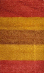 176 x 122 (5.77 x 4.00 ft) cm Gabbeh Tribal Wool Rugs Hand Knotted Red Yellow Colour - Rugoutlet