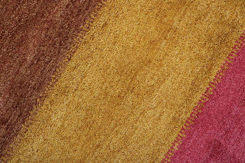 176 x 122 (5.77 x 4.00 ft) cm Gabbeh Tribal Wool Rugs Hand Knotted Red Yellow Colour - Rugoutlet