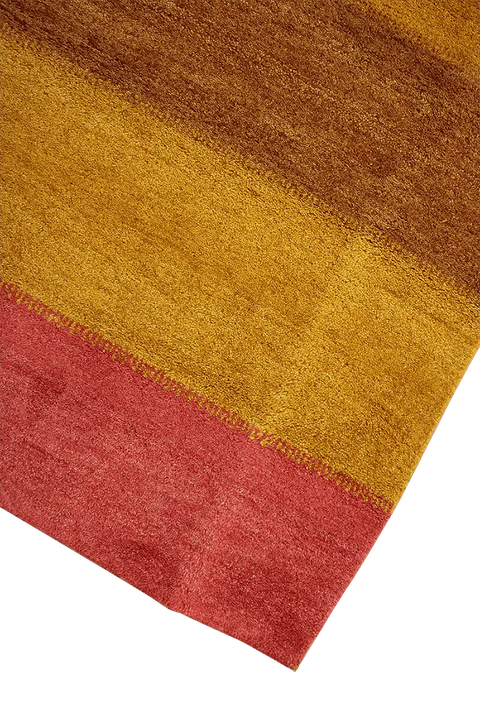 176 x 122 (5.77 x 4.00 ft) cm Gabbeh Tribal Wool Rugs Hand Knotted Red Yellow Colour - Rugoutlet