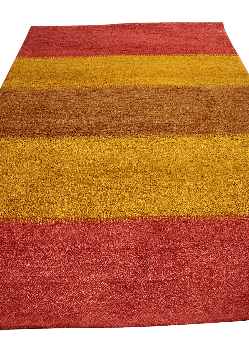 176 x 122 (5.77 x 4.00 ft) cm Gabbeh Tribal Wool Rugs Hand Knotted Red Yellow Colour - Rugoutlet