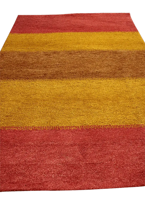 176 x 122 (5.77 x 4.00 ft) cm Gabbeh Tribal Wool Rugs Hand Knotted Red Yellow Colour - Rugoutlet