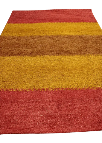 176 x 122 (5.77 x 4.00 ft) cm Gabbeh Tribal Wool Rugs Hand Knotted Red Yellow Colour - Rugoutlet