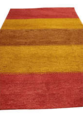 176 x 122 (5.77 x 4.00 ft) cm Gabbeh Tribal Wool Rugs Hand Knotted Red Yellow Colour - Rugoutlet