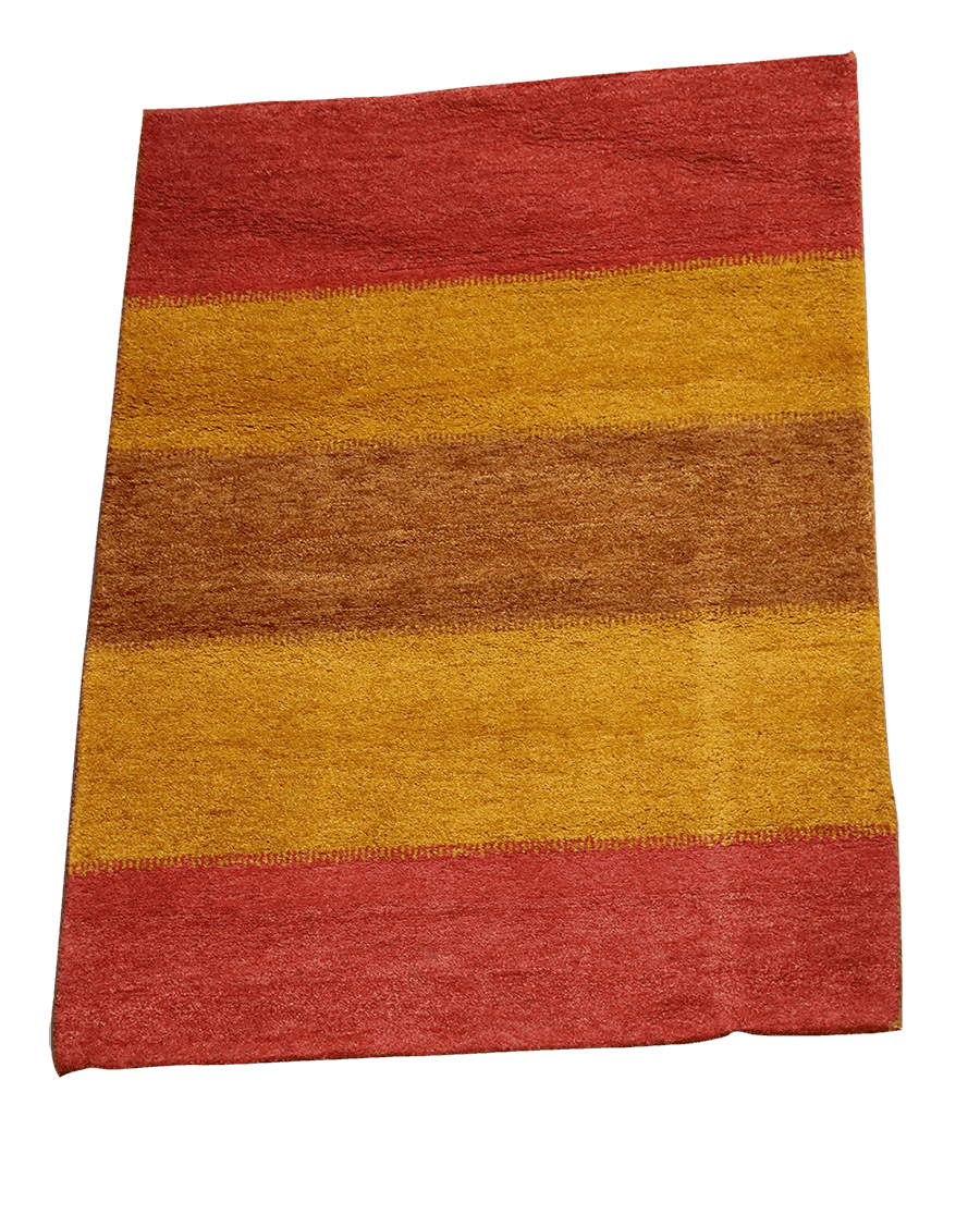 176 x 122 (5.77 x 4.00 ft) cm Gabbeh Tribal Wool Rugs Hand Knotted Red Yellow Colour - Rugoutlet