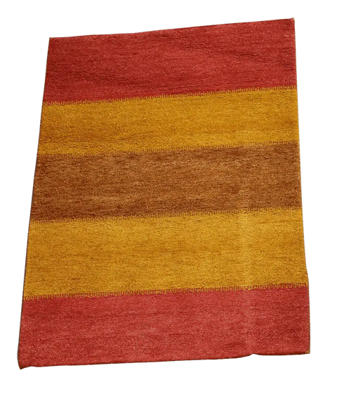 176 x 122 (5.77 x 4.00 ft) cm Gabbeh Tribal Wool Rugs Hand Knotted Red Yellow Colour - Rugoutlet