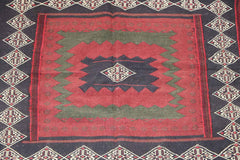 146x128 cm Kilim Sufra Qashqai Tribal Wool Rug Handmade Red Brown - Rugoutlet