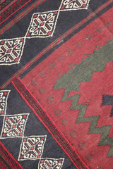 146x128 cm Kilim Sufra Qashqai Tribal Wool Rug Handmade Red Brown - Rugoutlet