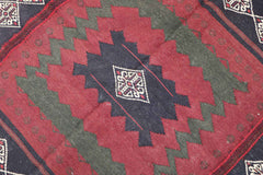 146x128 cm Kilim Sufra Qashqai Tribal Wool Rug Handmade Red Brown - Rugoutlet