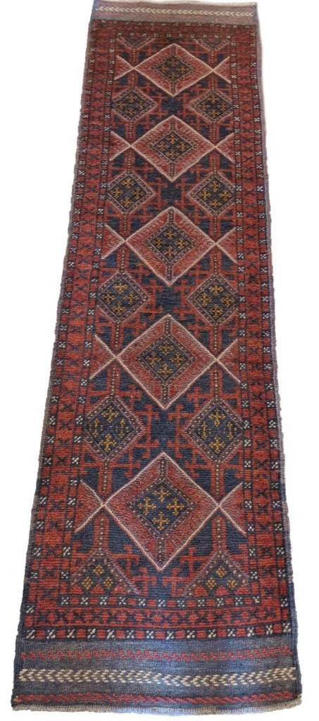 69 x 254 cm Afghan Mushwani Tribal Red Rug - Rugoutlet