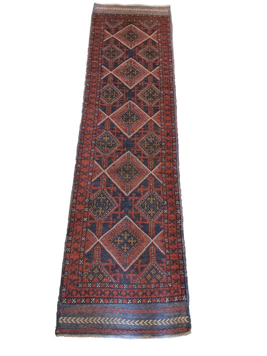 69 x 254 cm Afghan Mushwani Tribal Red Rug - Rugmaster