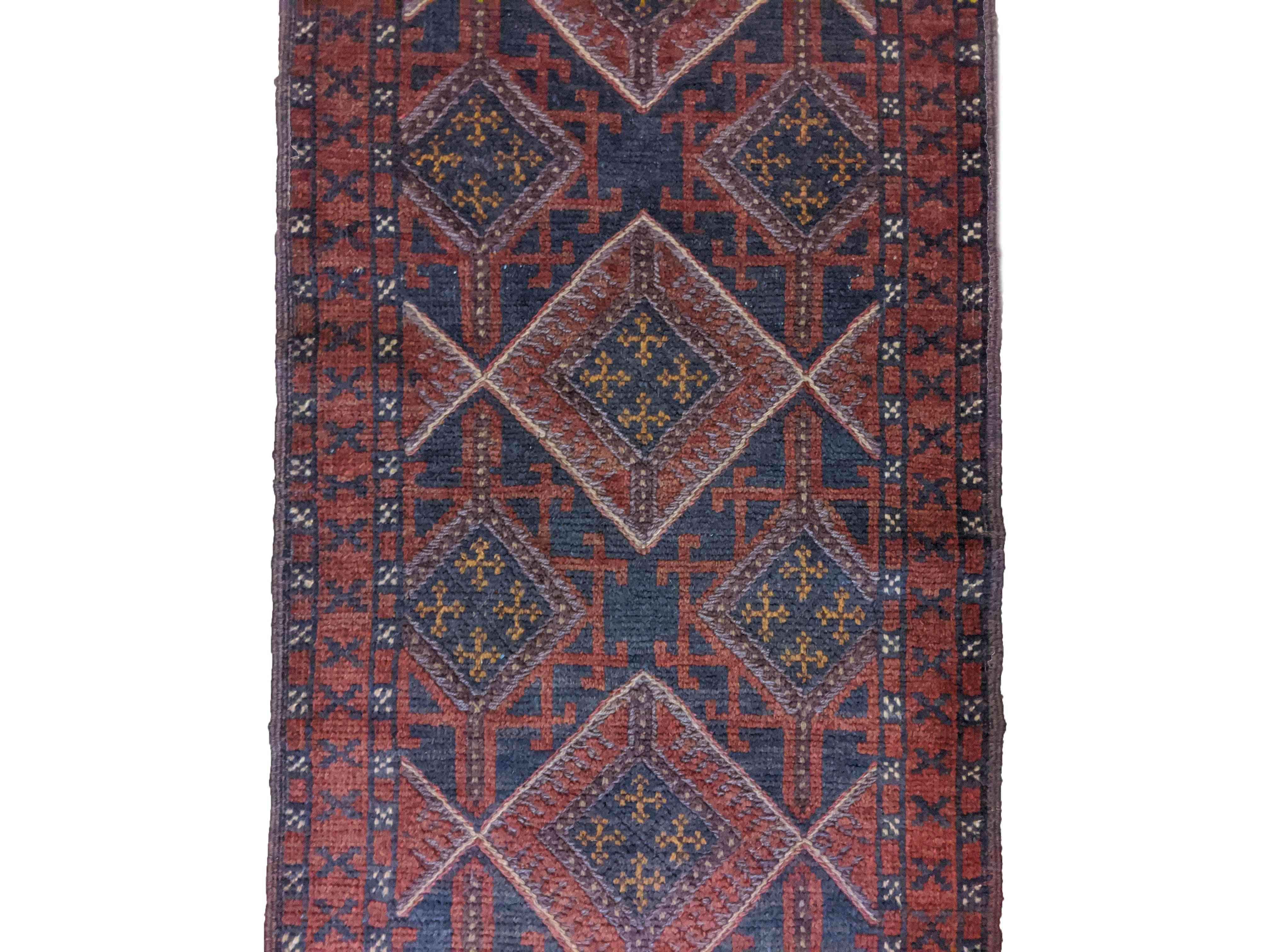 69 x 254 cm Afghan Mushwani Tribal Red Rug - Rugmaster