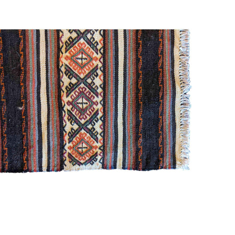 69 x 52 cm Sumak Tribal Black Small Rug - Rugmaster