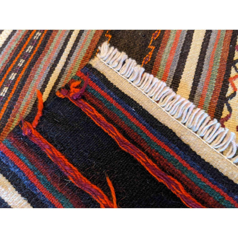69 x 52 cm Sumak Tribal Black Small Rug - Rugmaster