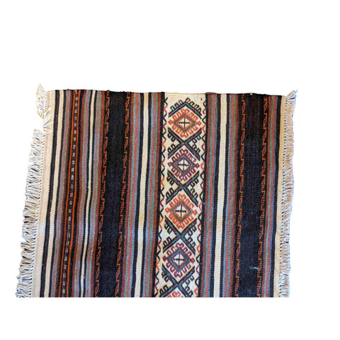 69 x 52 cm Sumak Tribal Black Small Rug - Rugmaster