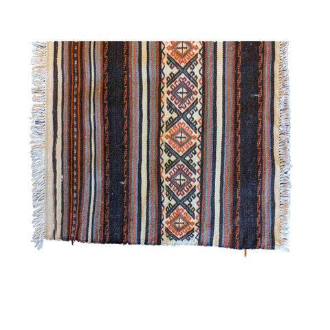 69 x 52 cm Sumak Tribal Black Small Rug - Rugmaster