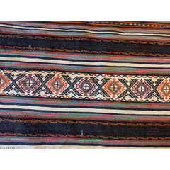69 x 52 cm Sumak Tribal Black Small Rug - Rugmaster