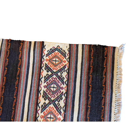 69 x 52 cm Sumak Tribal Black Small Rug - Rugmaster