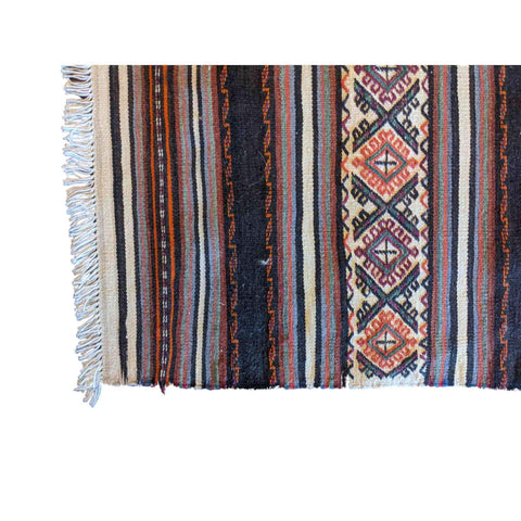 69 x 52 cm Sumak Tribal Black Small Rug - Rugmaster