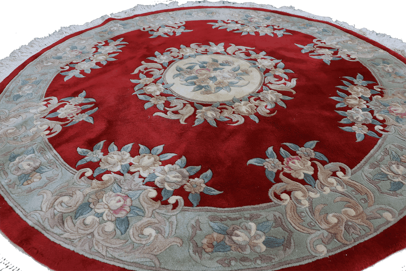 200 dm Chinese Round Tribal Wool Rugs Red Colour - Rugoutlet