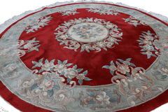 200 dm Chinese Round Tribal Wool Rugs Red Colour - Rugoutlet