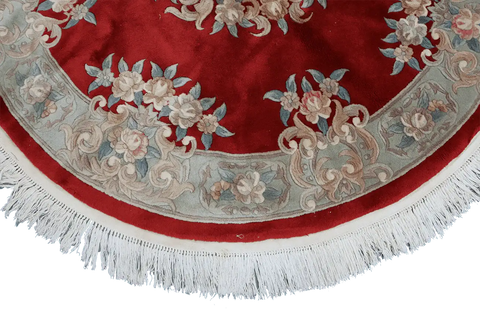 200 dm Chinese Round Tribal Wool Rugs Red Colour - Rugoutlet