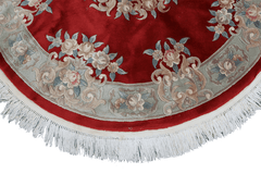 200 dm Chinese Round Tribal Wool Rugs Red Colour - Rugoutlet