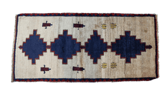 153 x 72 cm Gabbeh Tribal Wool Rugs Handmade Beige Blue - Rugoutlet