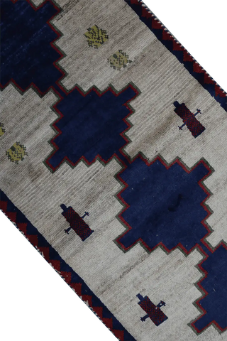 153 x 72 cm Gabbeh Tribal Wool Rugs Handmade Beige Blue - Rugoutlet