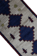 153 x 72 cm Gabbeh Tribal Wool Rugs Handmade Beige Blue - Rugoutlet