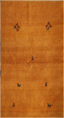 192 x 153 cm Gabbeh Tribal Wool Rug Hand-Knotted Yellow Colour - Rugoutlet