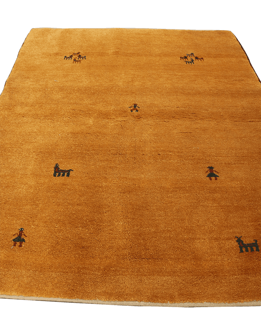 192 x 153 cm Gabbeh Tribal Wool Rug Hand-Knotted Yellow Colour - Rugoutlet