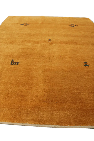 192 x 153 cm Gabbeh Tribal Wool Rug Hand-Knotted Yellow Colour - Rugoutlet
