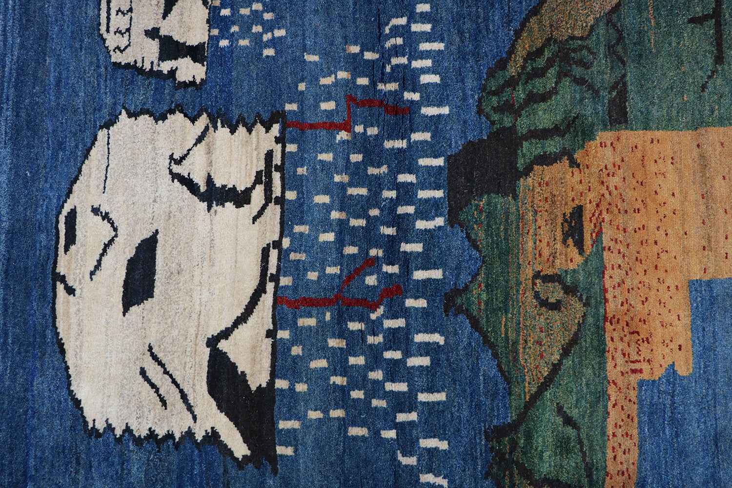 155 x 112 cm Gabbeh Tribal Wool Rugs Handmade Blue Colour - Rugoutlet