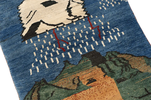 155 x 112 cm Gabbeh Tribal Wool Rugs Handmade Blue Colour - Rugoutlet